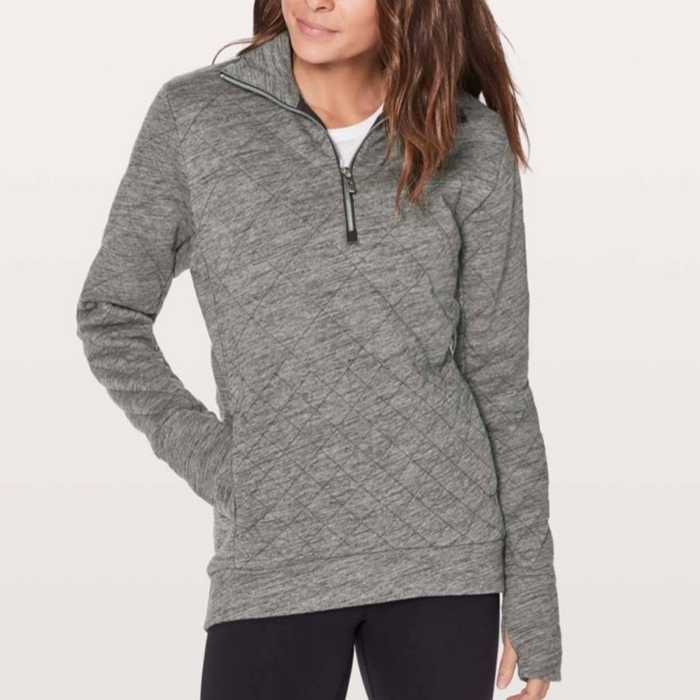 Lululemon Forever Warm Quilted Pullover Sweater Jacket Long Sleeve Shirt, 8